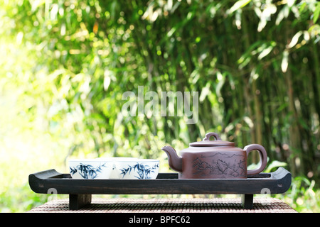 Classical asian tea set at outdoors Stock Photo