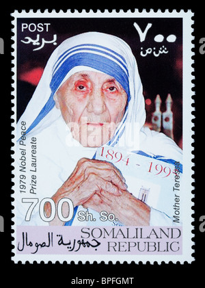 SOMALILAND - CIRCA 2008: A postage stamp printed in Somaliland showing Mother Teresa, circa 2008 Stock Photo