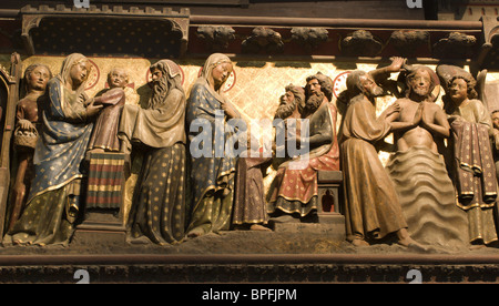 Presentation in the Temple - relief from Notre-Dame cathedral in Paris Stock Photo