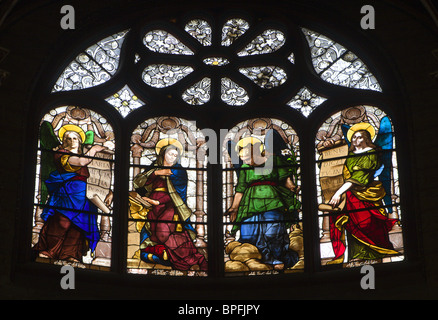 Paris -windowpane from gothic church - st. Eustache Stock Photo