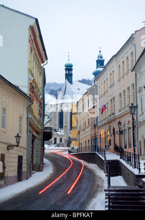 Banska Stiavnica in winter morning Stock Photo