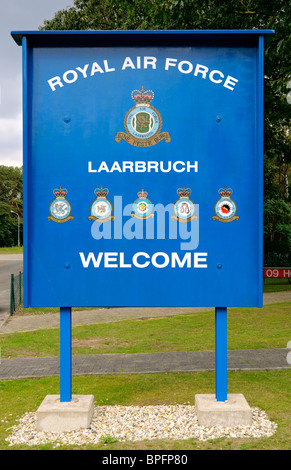 Old RAF Laarbruch welcome sign at the RAF Museum, Weeze (Niederrhein)  Airport, North Rhine-Westphalia, Germany. Stock Photo