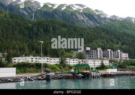 Whittier, Alaska, from Passage Canal. Stock Photo