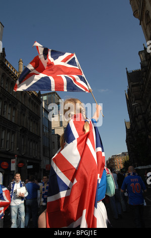 Young Rangers football fan at the UEFA Cup Final 2008 in Manchester Stock Photo