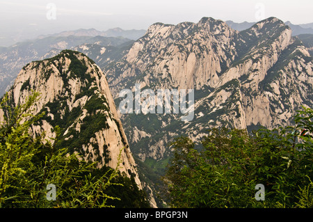 View of the famous holy mountain Hua Shan in Shaanxi province, China Stock Photo