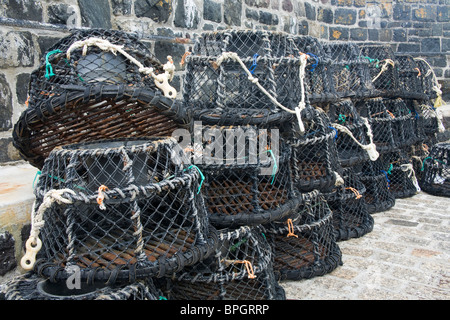 Fishing for lobster at Mullion Cove Stock Photo