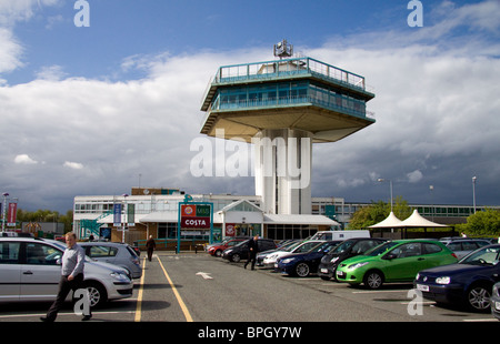 Forton service station on the M6 motorway.The tower is a good example of 1960's futuristic archetecture Stock Photo