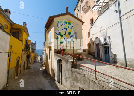 Mural on house wall in the Italian village of Calitri, Italy Stock Photo