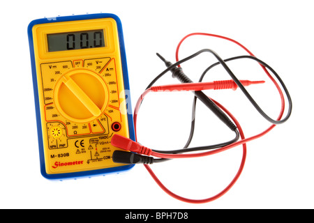 electronic multimeter with LCD display and test probes Stock Photo