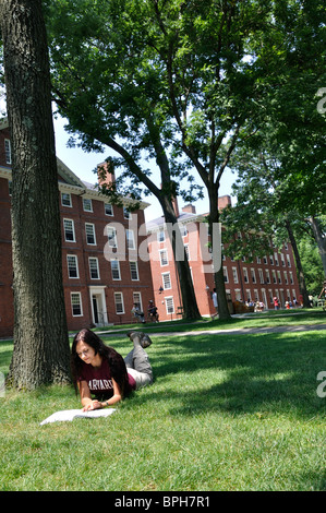 Female Harvard student, Harvard University campus, Boston, MA, USA Stock Photo