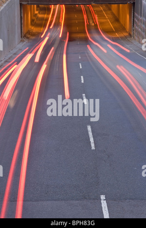 Taillights of vehicles on the road, Storrow Drive, Boston, Massachusetts, USA Stock Photo
