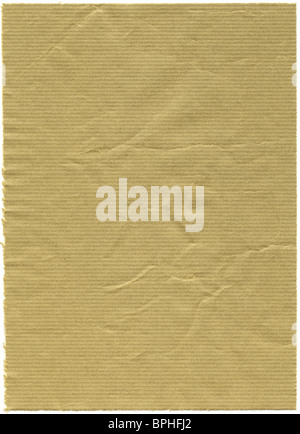 Crumpled brown paper background on white Stock Photo