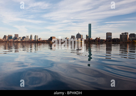 Reflection of buildings in water, Charles River, Boston, Suffolk County, Massachusetts, USA Stock Photo