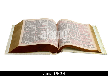 Open Bible Isolated on White Background Stock Photo