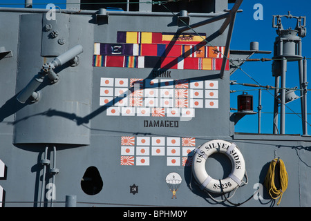 United States Navy World War II Gato clash submarine USS Silversides on display in Muskegon Michigan in USA US hi-res Stock Photo