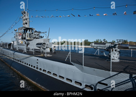 United States Navy World War II Gato class submarine USS Silversides on display in Muskegon Michigan in USA US nobody horizontal hi-res Stock Photo