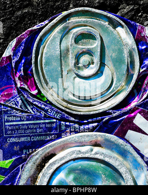 Crushed Flattened Soda Pop Can Stock Photo