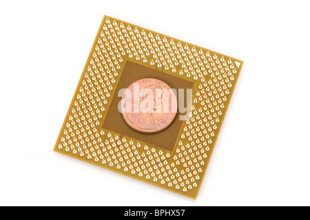 Computer CPU and dollar, concept of online ecommerce Stock Photo