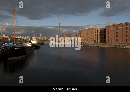 Part of the Albert Dock in Liverpool, England, situated on the River Mersey, now a tourist highlight on the Liverpool waterfront Stock Photo