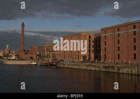 Part of the Albert Dock in Liverpool, England, situated on the River Mersey, now a tourist highlight on the Liverpool waterfront Stock Photo