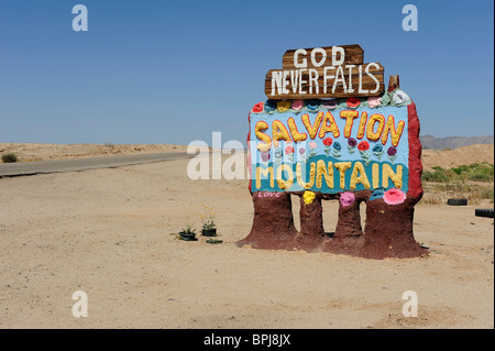 Sign at the entrance to Salvation Mount near Slab City outside of Niland, California, USA. Stock Photo