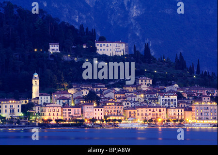 View to Bellagio at night, Lake Como, Lombardy, Italy Stock Photo