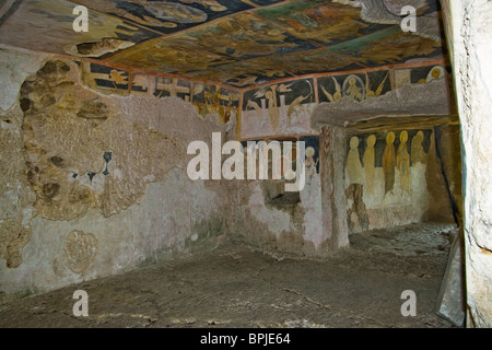 Ivanovo Rock Monastery,  an archaeological reserve, Rusenski Lom Nature Park, Balkans, Bulgaria Stock Photo