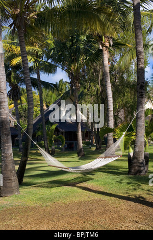 Inviting hammock at La Pirogue Hotel, Flic en Flac, Mauritius Stock Photo