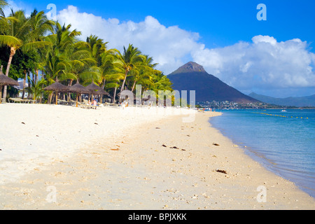 Beach at La Pirogue Hotel, Flic en Flac, Mauritius Stock Photo