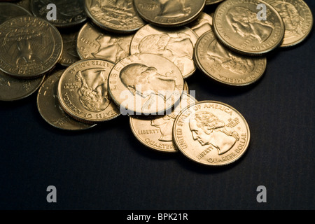 US Coins close up shot Stock Photo