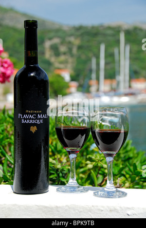 CROATIA. Plavac Mali, a full-bodied quality red wine from the Dingac region of the Peljesac peninsula in southern Dalmatia. Stock Photo