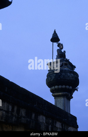 Statue of King Bupathindra Malla in Durbar Square in the UNESCO World Heritage city of Bhaktapur- Kathmandu Valley, Stock Photo