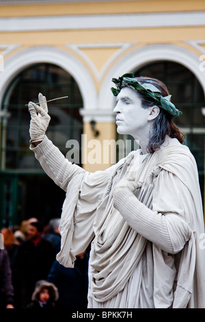 Human statue in downtown Athens, Greece. Stock Photo