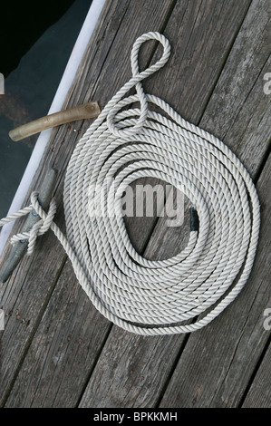 Coiled rope at the Gloucester Maritime Heritage Center Stock Photo