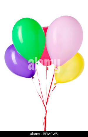 Nice colorful balloon with red string for party decorations Stock Photo