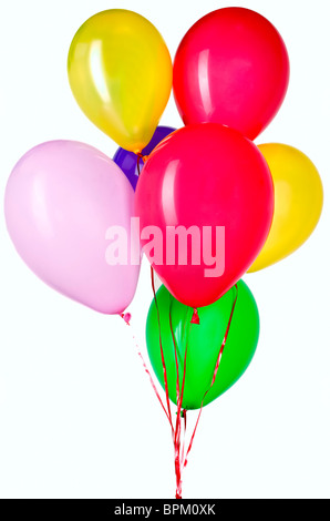 Nice colorful balloon with red string for party decorations Stock Photo