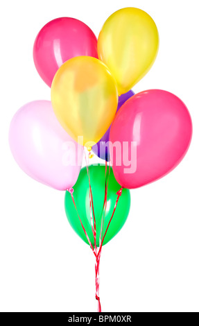 Nice colorful balloon with red string for party decorations Stock Photo