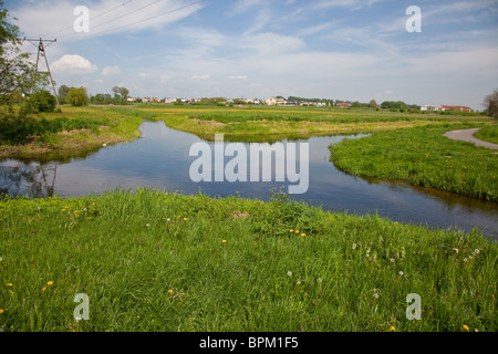 Welna and Nielba river bifurcation in Wagrowiec, Poland Stock Photo - Alamy