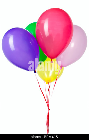 Nice colorful balloon with red string for party decorations Stock Photo