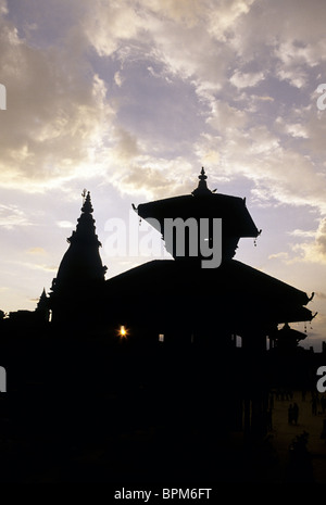 Vatsala Durga temple on Durbar Square in the UNESCO World Heritage city of Bhaktapur at sunset- Kathmandu Valley, Nepal Stock Photo