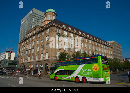 Sightseeing tour bus on Vesterbrogade street central Copenhagen Denmark Europe