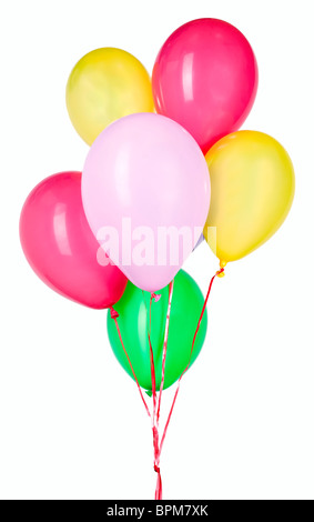 Nice colorful balloon with red string for party decorations Stock Photo