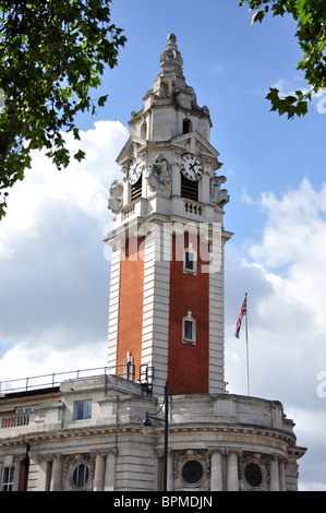 Clock Tower, Lambeth Town Hall, Brixton Hill, Brixton, London Borough of Lambeth, Greater London, England, United Kingdom Stock Photo