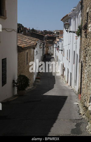 Backstreets of hill fortress medieval town of Begur near the Costa Brava in Catalonia in Spain Stock Photo