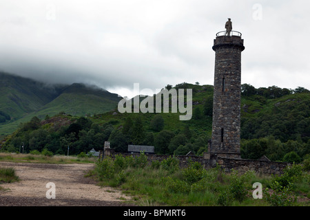 The Glenfinnan Monument (1815) at Loch Shiel where Bonnie Prince Charlie raised his standard, at the 1745 Jacobite Rising Stock Photo