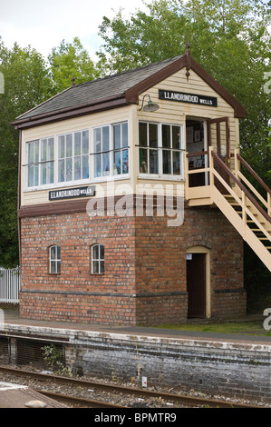 Signal box housing railway museum on platform of station at Llandrindod Wells Powys Mid Wales UK Stock Photo