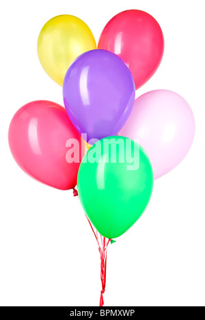 Nice colorful balloon with red string for party decorations Stock Photo