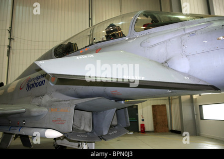 The Prototype Eurofighter aircraft later to be called the Typhoon on display at the Imperial War Museum Duxford Stock Photo