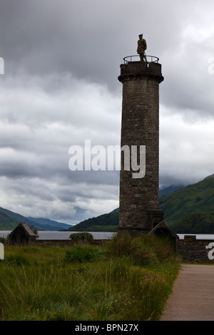 The Glenfinnan Monument (1815) at Loch Shiel where Bonnie Prince Charlie raised his standard, at the 1745 Jacobite Rising Stock Photo