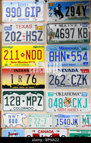 North American car and vehicle number plates Stock Photo